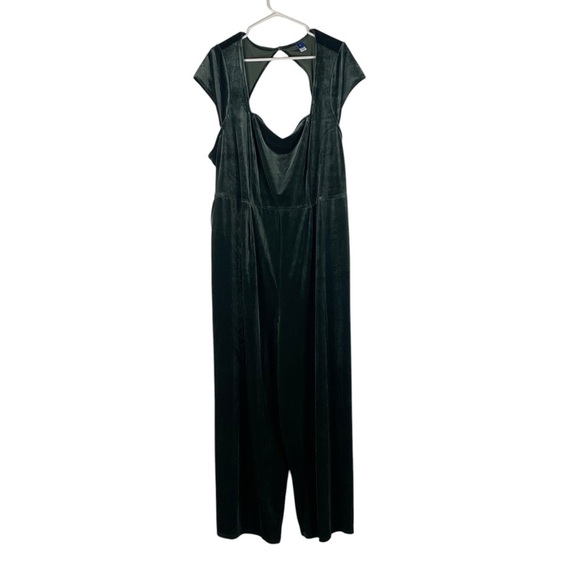 NEW Old Navy 520167 Fit and Flare Velvet Jumpsuit 3X Dark Green Open Back NWT - Picture 3 of 13